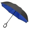 Black and Blue C Handle Inside Out Umbrella