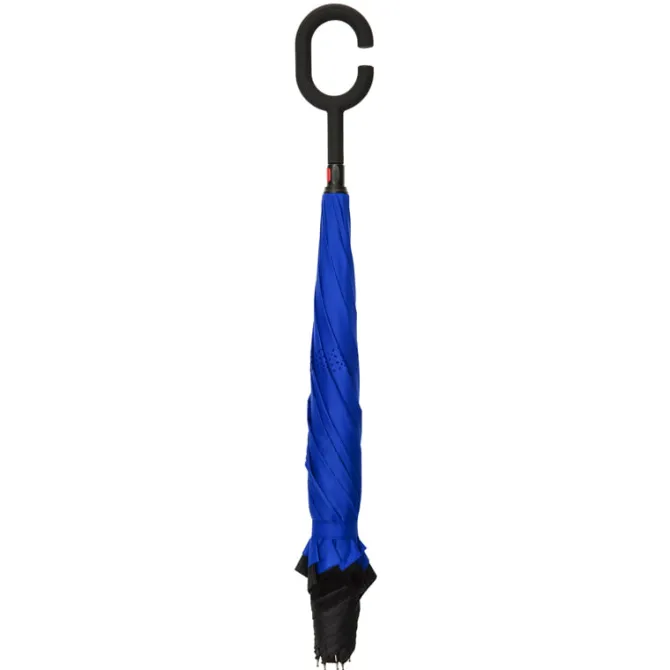 Black and Blue C Handle Inside Out Umbrella