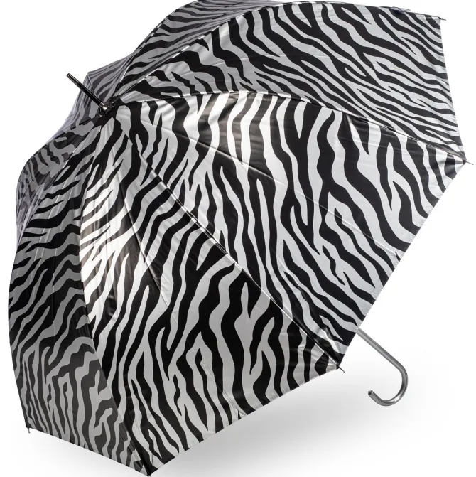 Black and Silver Zebra Print Umbrella – UV Protective