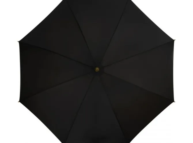 Black ECO Wood Stick Walking Umbrella – Canopy Made From Recycled Plastics