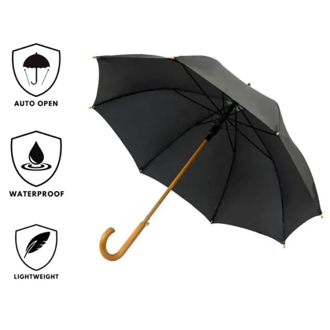 Black Wood Stick Umbrella