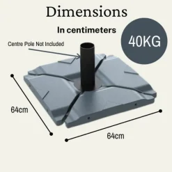 Cantilever Parasol Base Tiles – water/sand fillable, 40kg (2 Slabs)