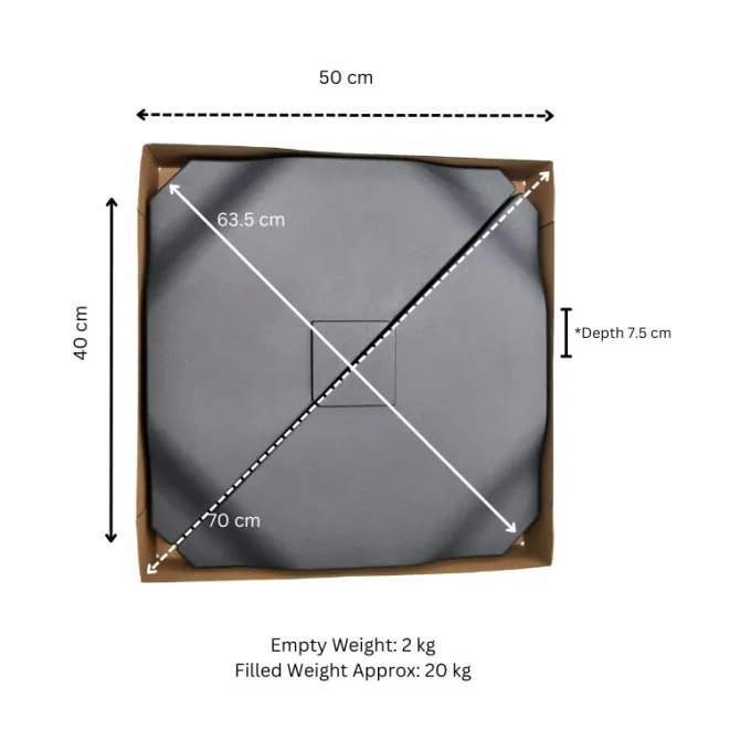 Cantilever Parasol Base Tiles – water/sand fillable, 80kg (4 Slabs)