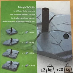 Cantilever Parasol Base Tile – water/sand fillable – 20kg (Single Slab)