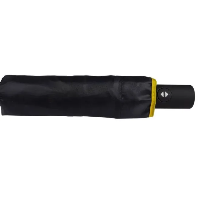 Double Canopy Compact Umbrella – black outer / yellow inner