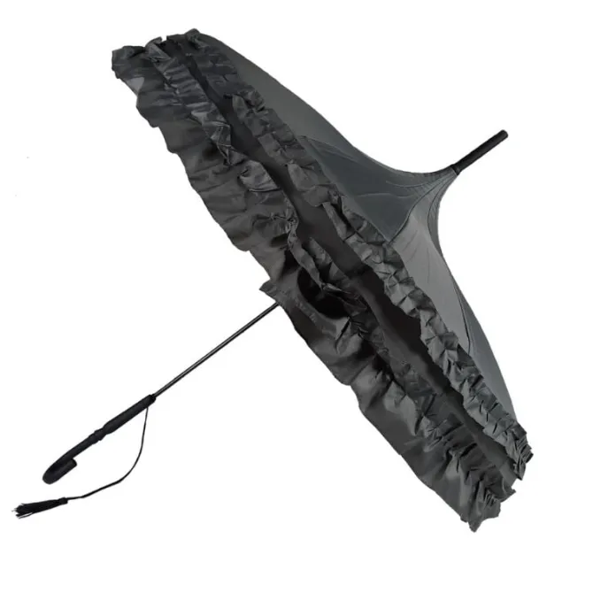GiGi Double Frill Grey Pagoda Umbrella