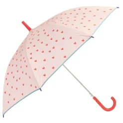 Girls Pink Umbrella – Heart Print