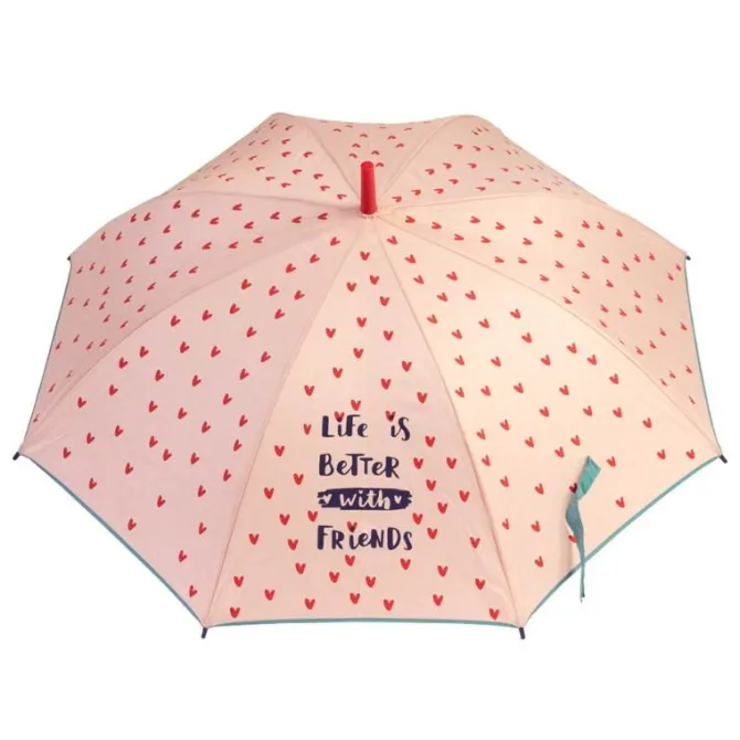 Girls Pink Umbrella – Heart Print