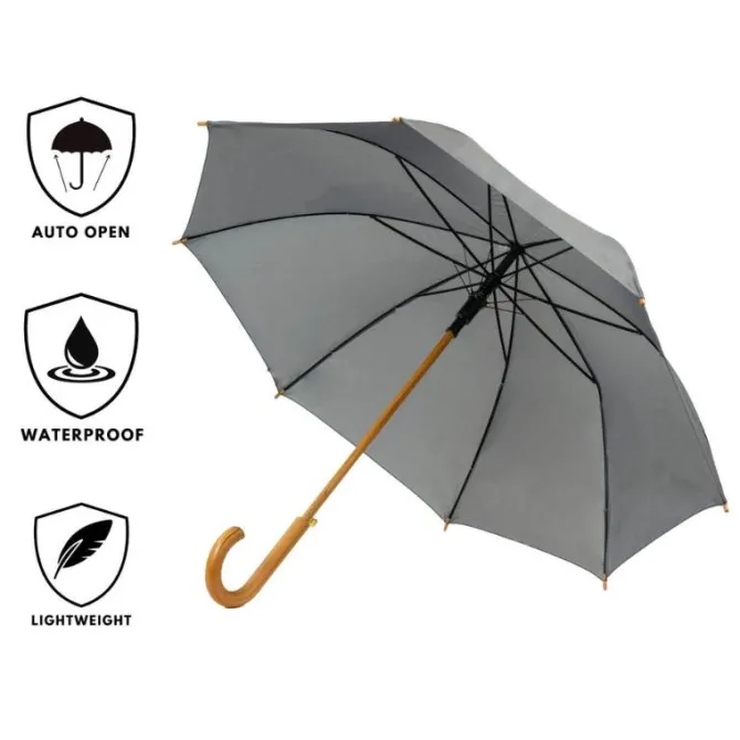 Grey Wood Stick Umbrella