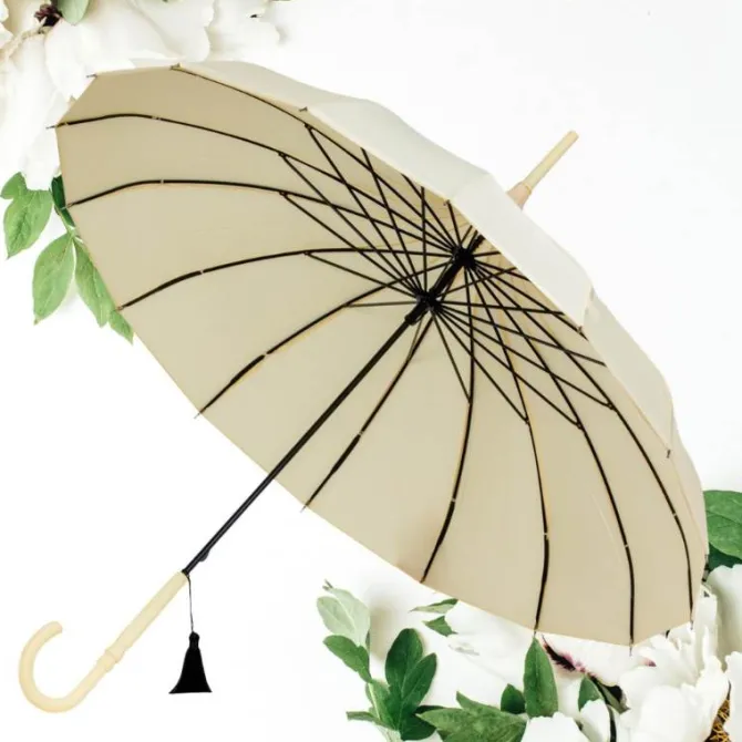 Ivory Cream Oriental Pagoda Umbrella