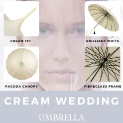 Ivory Cream Oriental Pagoda Umbrella