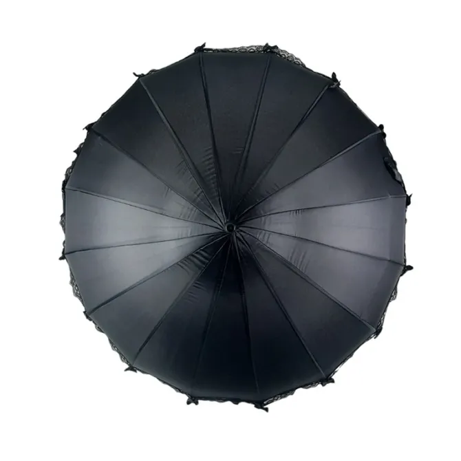 Lace & Bows Black Pagoda Gothic Umbrella