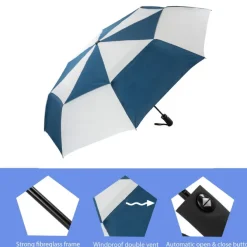 Navy and White Folding Golf Umbrella