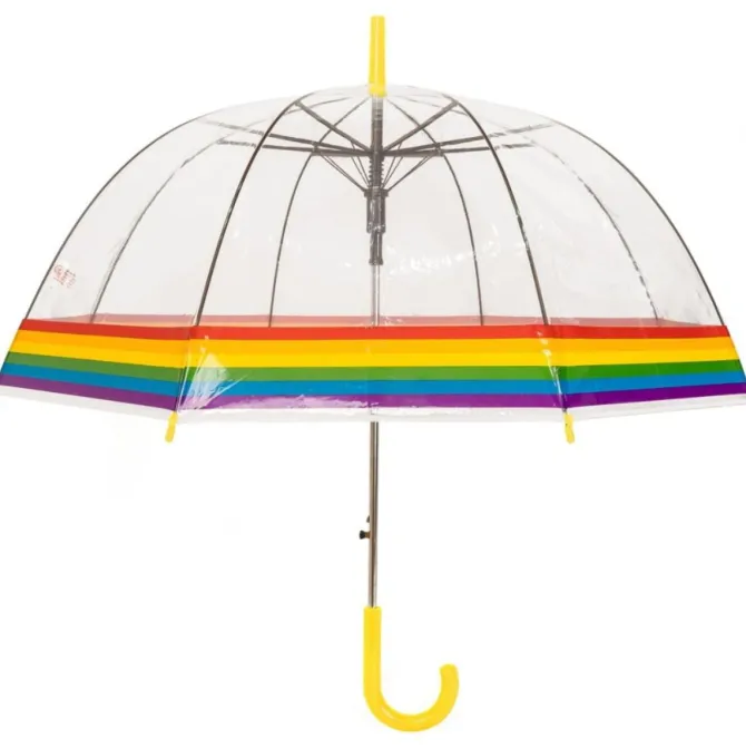 Rainbow Dome Umbrella – Clear Dome Umbrella with Rainbow Border – Adult Size