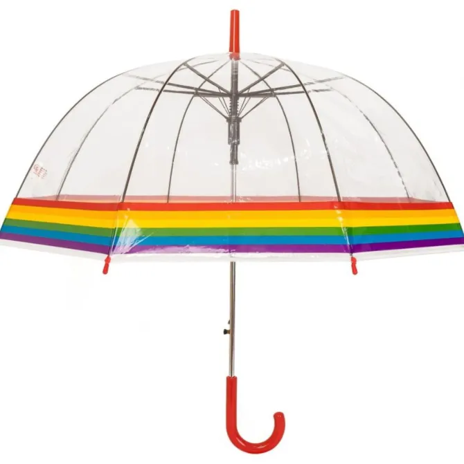Rainbow Dome Umbrella – Clear Dome Umbrella with Rainbow Border – Adult Size