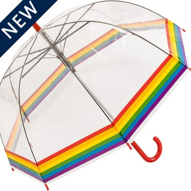 Rainbow Dome Umbrella – Clear Dome Umbrella with Rainbow Border – Adult Size
