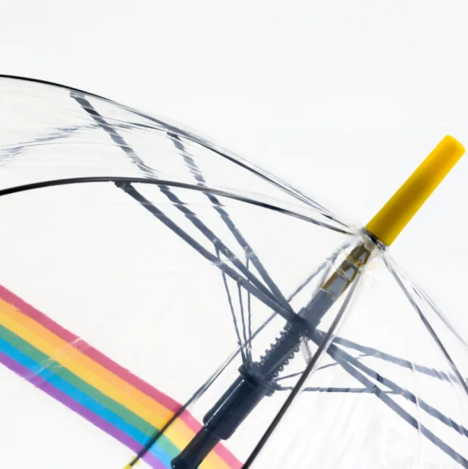 Rainbow Dome Umbrella – Clear Dome Umbrella with Rainbow Border – Adult Size