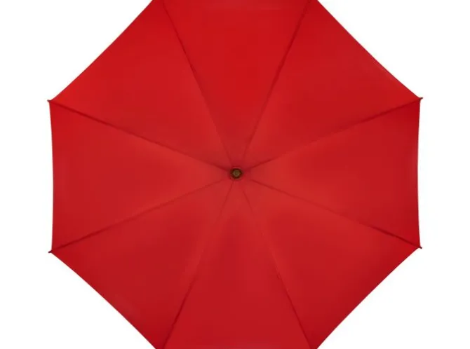 Red ECO Wood Stick Walking Umbrella – Canopy Made From Recycled Plastics