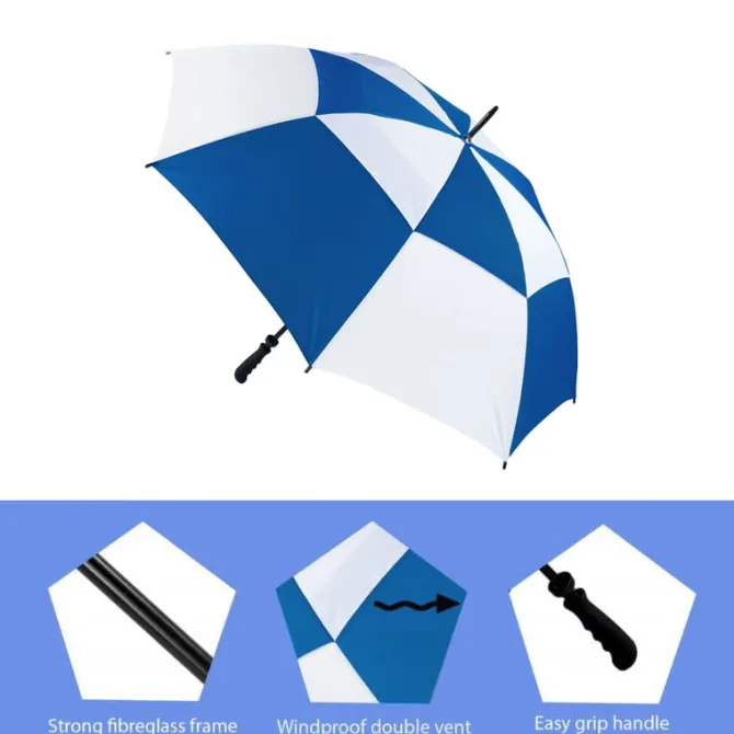 Royal Blue & White Vented Golf Umbrella – Windproof