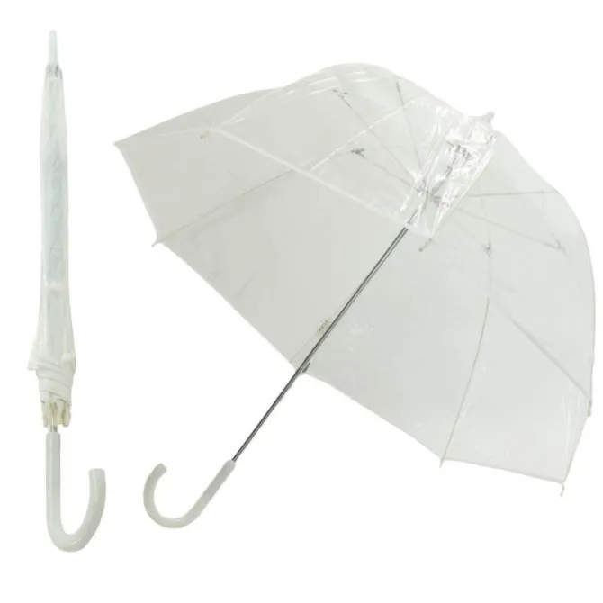 Vision Clear White Trim Dome Umbrella