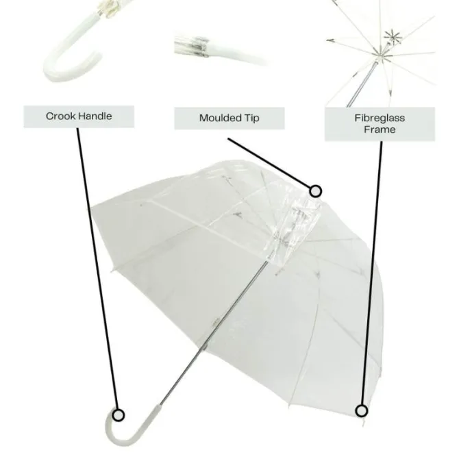Vision Clear White Trim Dome Umbrella