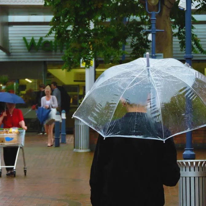 Vision Clear White Trim Dome Umbrella