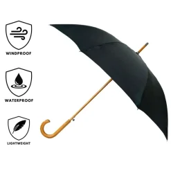 Warwick Black Windproof Walking Umbrella