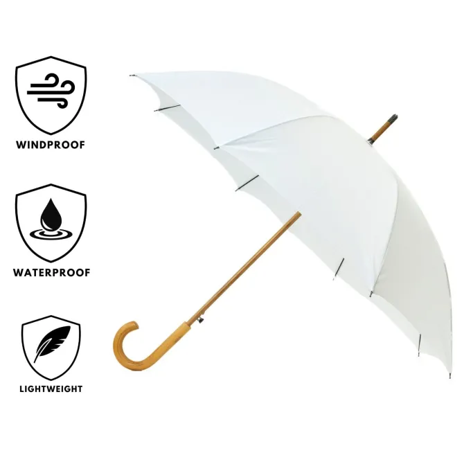 Warwick White Windproof Walking Umbrella